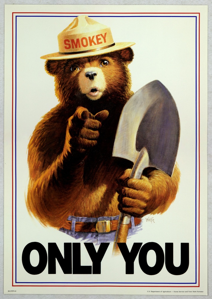 USDA_Smokey_Bear poster from 1989, titled Only You. Part of the special collections, USDA National Agricultural Library.